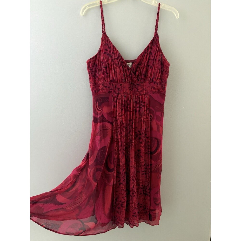 Y2K Babydoll Sangria Silk Dress Size 14 Red Fairy Whimsigoth Romantic Mystical